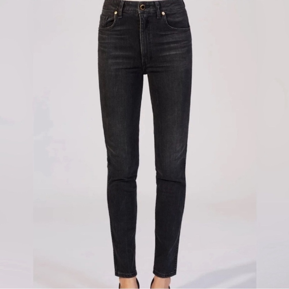 Khaite Vanessa High Rise High Waist Faded Black Grey Denim Jeans 27